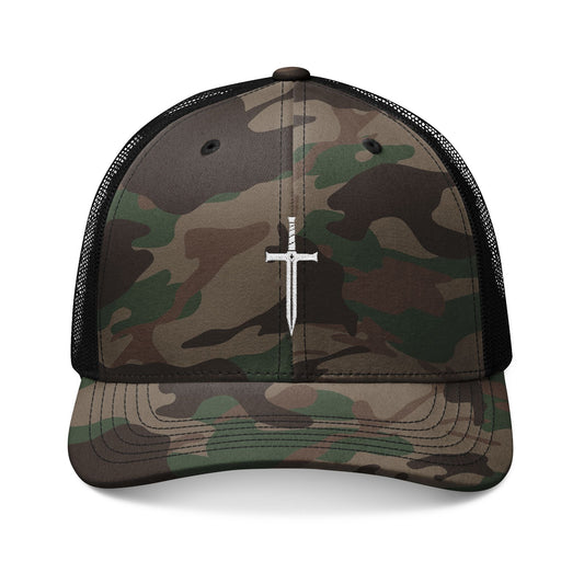 Battle Evil Camo Trucker Hat — front