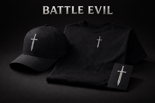Battle Evil Starter Pack — hat, tee, and sword decal